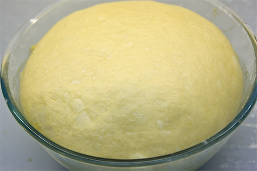 the brioche dough after the second rise