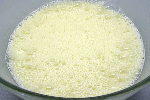 the blended eggs, milk and sugar