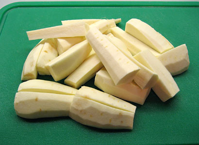 cutting the parsnips
