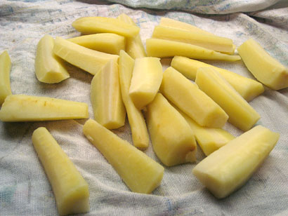 cooling and drying the parsnips