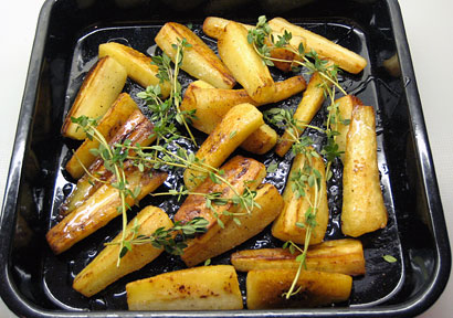 roasting the parsnips