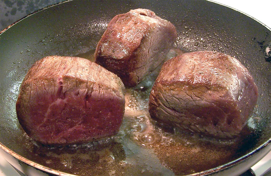 frying the meat