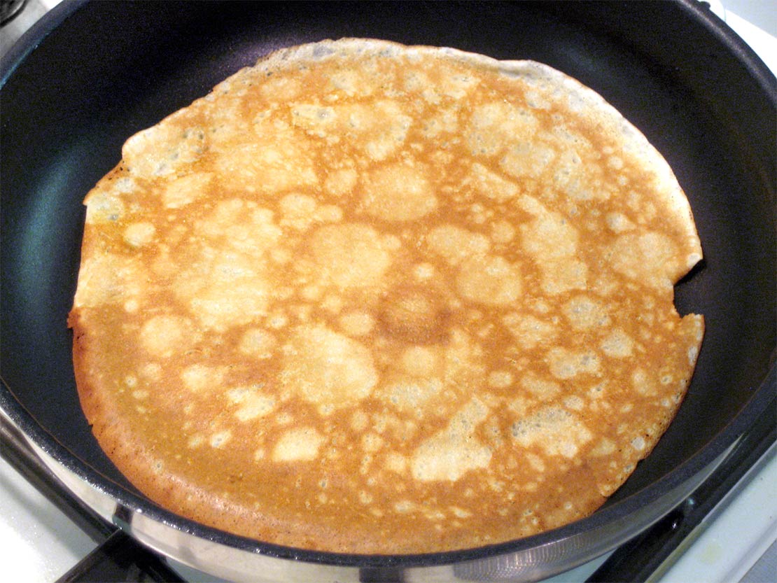 cooking the second side of the pancake