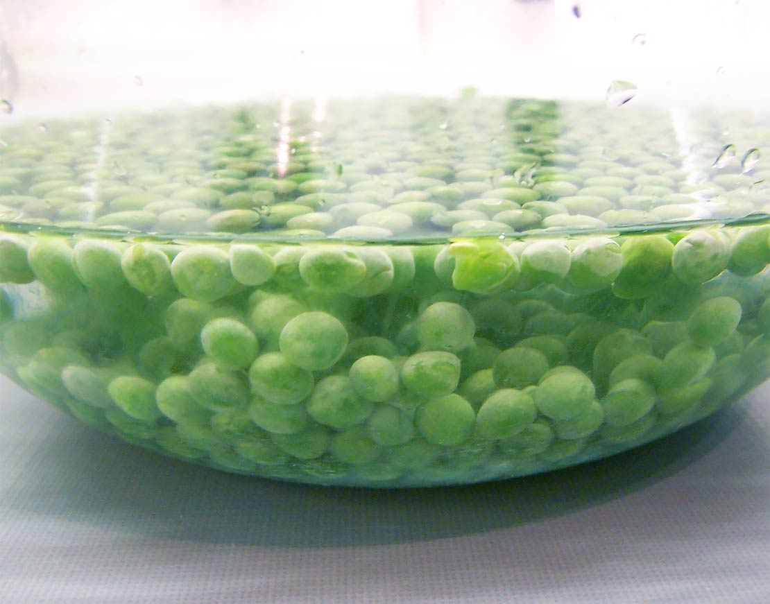 thawing the peas