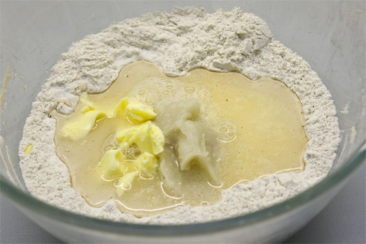 the mixed dry ingredients with the wet ingredients