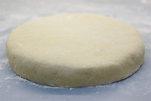 the rolled out scone dough
