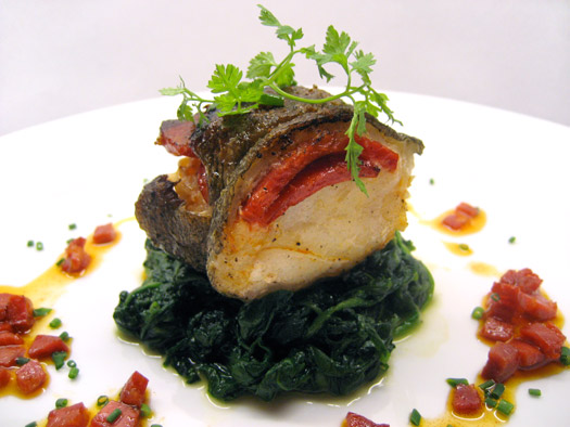 the finished cod with chorizo