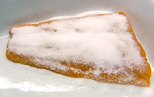 coated with salt and sugar