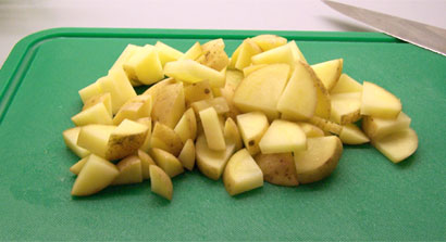 the cut potatoes