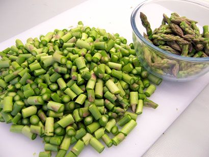 trimming the asparagus